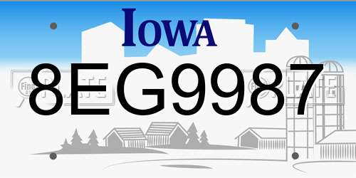 8EG9987 Iowa License Plate