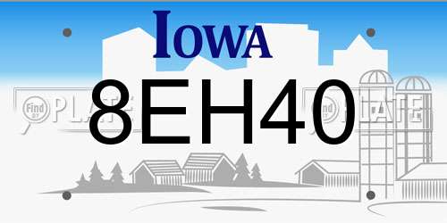 8EH40 Iowa License Plate