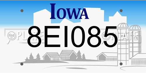 8EI085 Iowa License Plate