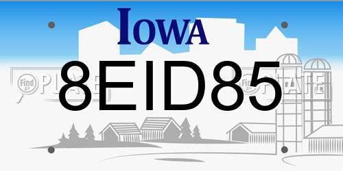 8EID85 Iowa License Plate
