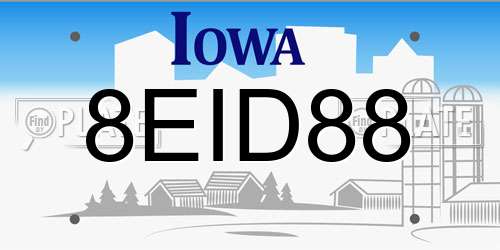 8EID88 Iowa License Plate