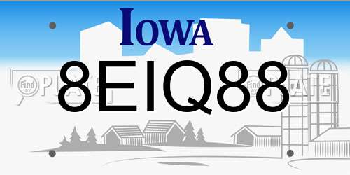 8EIQ88 Iowa License Plate