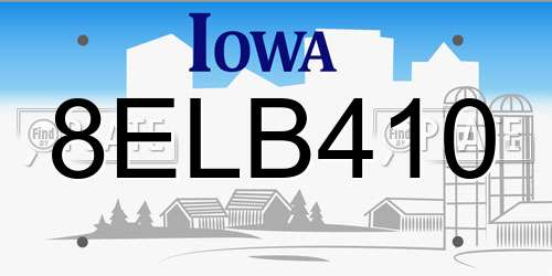 8ELB410 Iowa License Plate