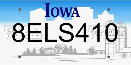 8ELS410 Iowa License Plate