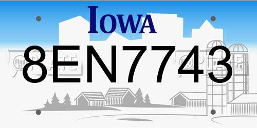 8EN7743 Iowa License Plate