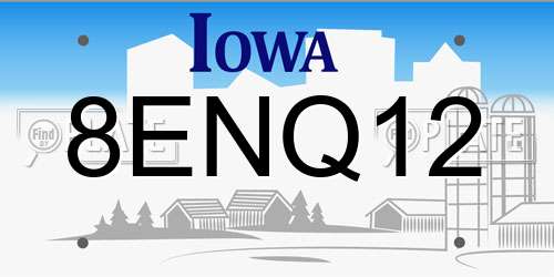 8ENQ12 Iowa License Plate