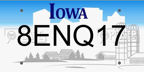 8ENQ17 Iowa License Plate
