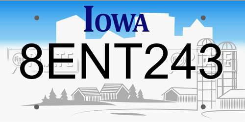 8ENT243 Iowa License Plate