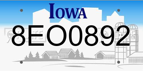 8EO0892 Iowa License Plate