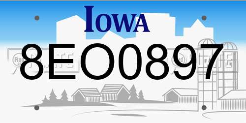 8EO0897 Iowa License Plate