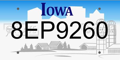 8EP9260 Iowa License Plate