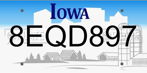 8EQD897 Iowa License Plate