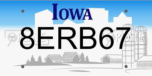 8ERB67 Iowa License Plate