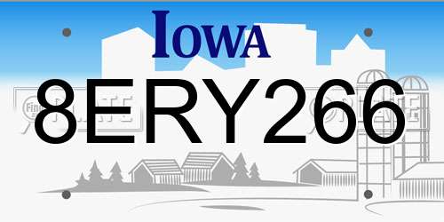 8ERY266 Iowa License Plate