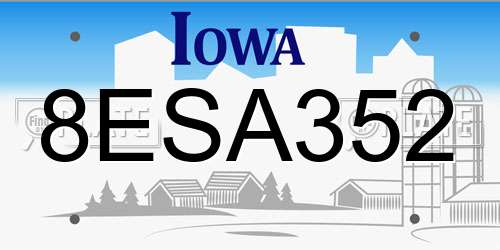 8ESA352 Iowa License Plate