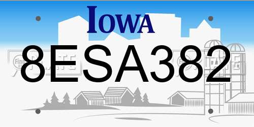 8ESA382 Iowa License Plate