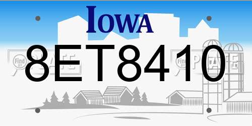 8ET8410 Iowa License Plate