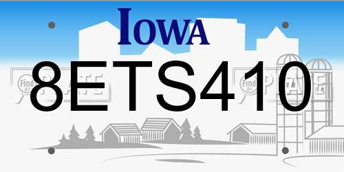 8ETS410 Iowa License Plate