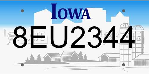 8EU2344 Iowa License Plate