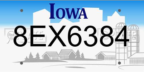 8EX6384 Iowa License Plate