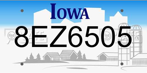 8EZ6505 Iowa License Plate