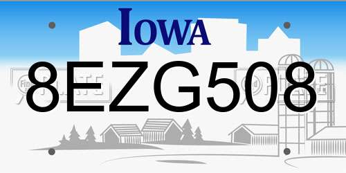 8EZG508 Iowa License Plate