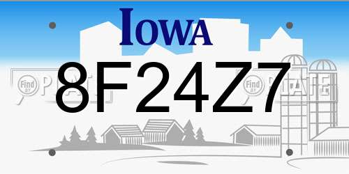 8F24Z7 Iowa License Plate
