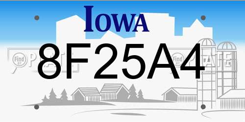 8F25A4 Iowa License Plate