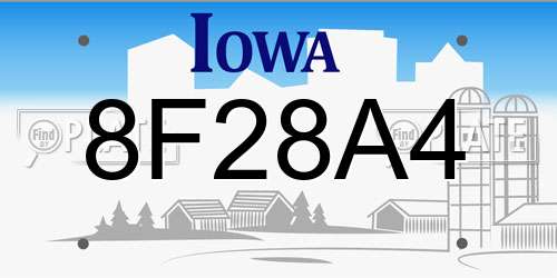 8F28A4 Iowa License Plate