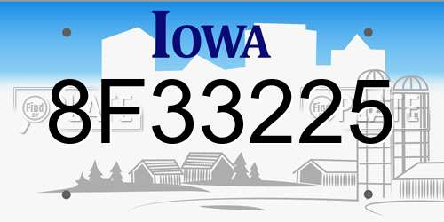 8F33225 Iowa License Plate
