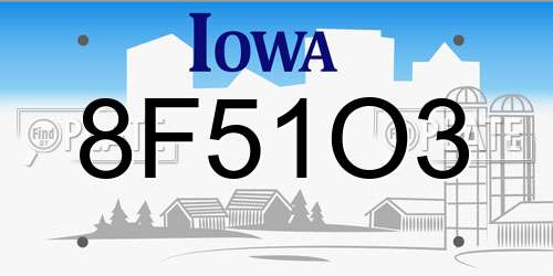8F51O3 Iowa License Plate