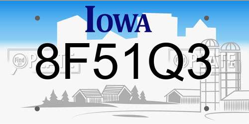8F51Q3 Iowa License Plate