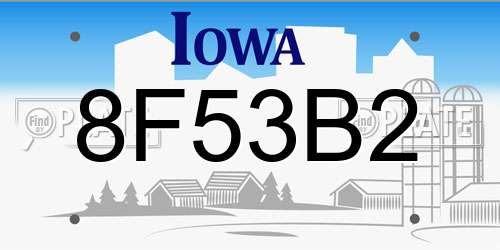 8F53B2 Iowa License Plate