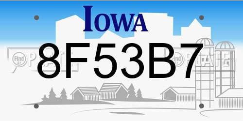 8F53B7 Iowa License Plate