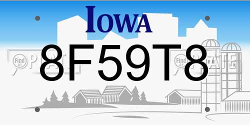 8F59T8 Iowa License Plate