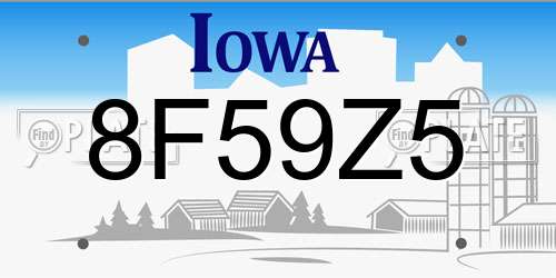 8F59Z5 Iowa License Plate
