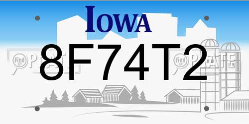 8F74T2 Iowa License Plate
