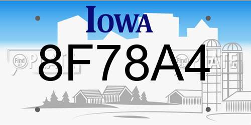 8F78A4 Iowa License Plate