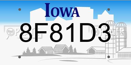 8F81D3 Iowa License Plate