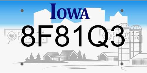 8F81Q3 Iowa License Plate
