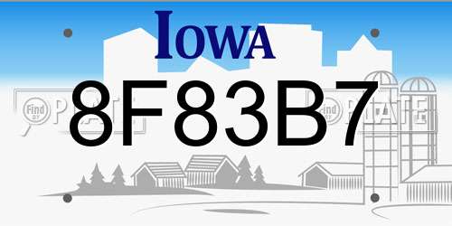 8F83B7 Iowa License Plate