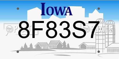 8F83S7 Iowa License Plate