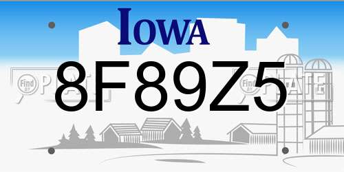 8F89Z5 Iowa License Plate