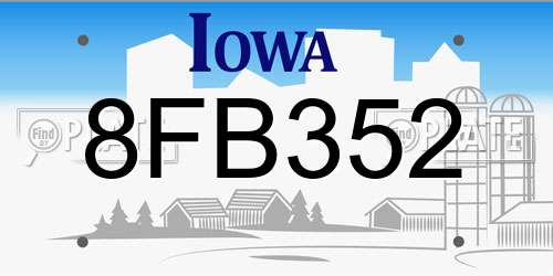 8FB352 Iowa License Plate