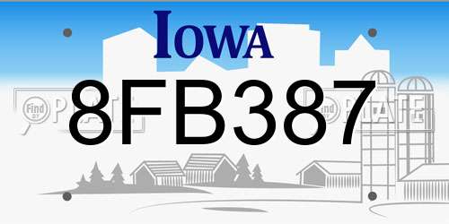 8FB387 Iowa License Plate