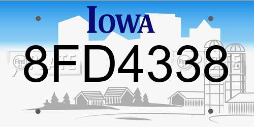 8FD4338 Iowa License Plate