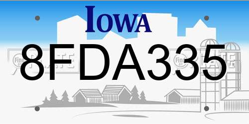 8FDA335 Iowa License Plate