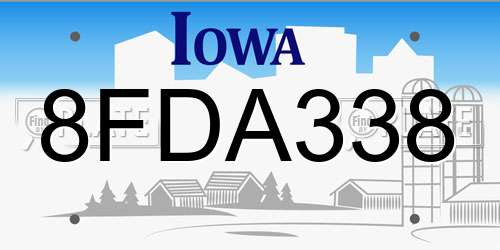 8FDA338 Iowa License Plate