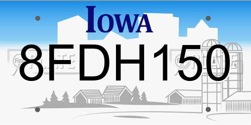 8FDH150 Iowa License Plate