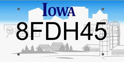 8FDH45 Iowa License Plate